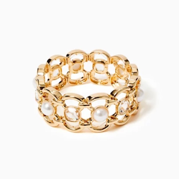 New Lilly Pulitzer pink palms cuffed bracelet - Picture 1 of 4